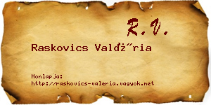 Raskovics Valéria névjegykártya