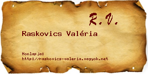 Raskovics Valéria névjegykártya